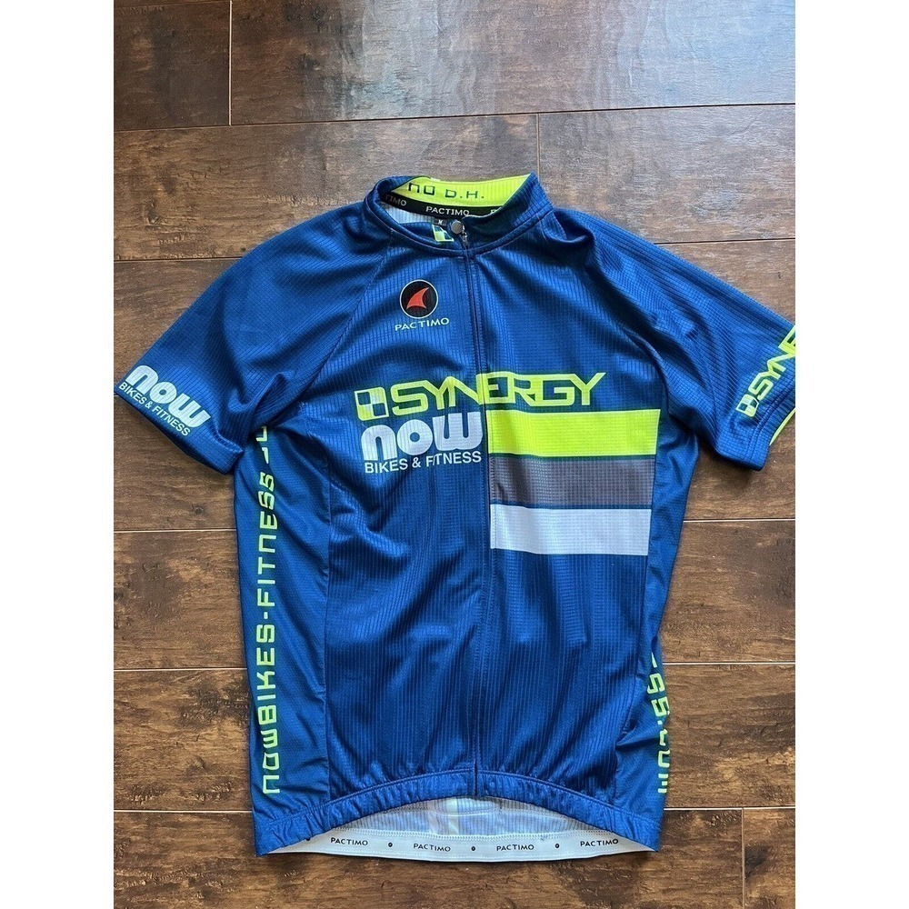 Pactimo Cycling Synergy Now Sponsor Short Sleeve Full Zip Jersey Size M